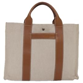 Hermès-HERMES Sac Arne MM Bolsa de Mão Lona Couro Bege Auth ar12290-Bege