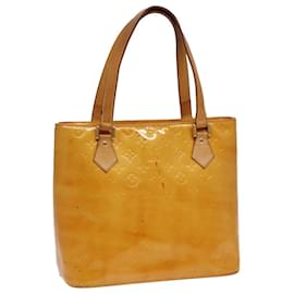 Louis Vuitton-LOUIS VUITTON Bolsa de Mão Monogram Vernis Houston Amarelo Limão M91055 LV Auth 85402-Dourado