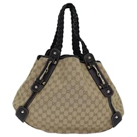 Gucci-GUCCI Horsebit GG Canvas Handtasche Outlet Beige 336653 Auth am6595A-Beige