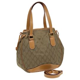 Gucci-Bolsa de mão em canvas GG GUCCI Bege Marrom 000 2854 0282 Auth 83346-Marrom,Bege