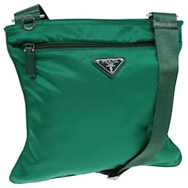 Prada-PRADA Bolsa de Ombro Nylon Verde Prata Auth 85632-Prata,Verde