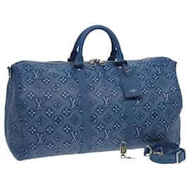 Louis Vuitton-LOUIS VUITTON Keepall Bandouliere 50 en cuir monogramme M21375 LV Auth 83834S-Bleu,Monogramme