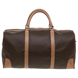 Céline-Sac Boston en toile Macadam CELINE en cuir PVC marron doré Auth 85836-Marron,Doré