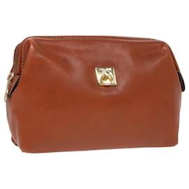 Céline-CELINE Leder Pouch Braun Auth yk14113-Braun