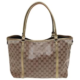 Gucci-Sac tote GG Crystal Gucci Or Beige 197953 Auth 85182-Beige,Doré