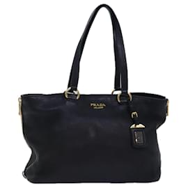 Prada-PRADA Sac Tote Cuir Noir Or Auth ki4703-Noir,Doré