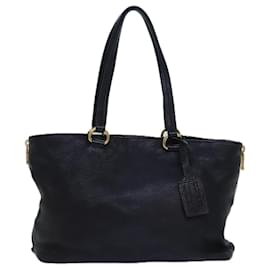 Prada-PRADA Sac Tote Cuir Noir Or Auth ki4703-Noir,Doré