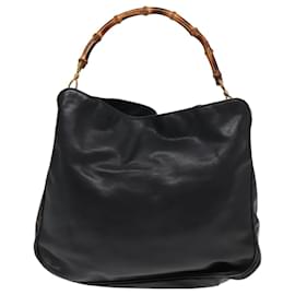 Gucci-Bolsa de mão em couro preto GUCCI Bamboo 001 3754 1577 Auth 85536-Preto