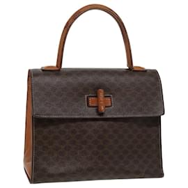 Céline-CELINE Macadam Canvas Hand Bag PVC Leather Brown Auth 84552-Brown