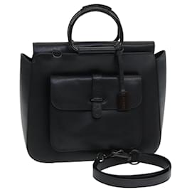 Gucci-Bolsa de mão GUCCI de couro 2 vias preta 000 2058 0307 6 Auth 84764-Preto