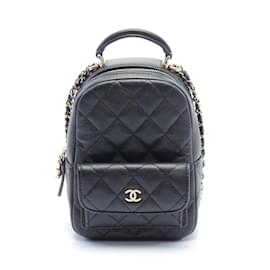 Chanel-Chanel Rucksack aus schwarzem Kaviarleder-Schwarz