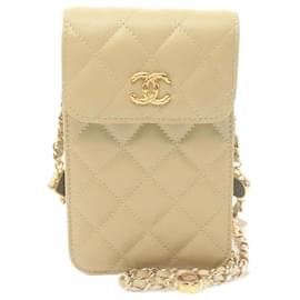 Chanel-Bolsa de ombro para telefone Chanel Matelassé-Bege