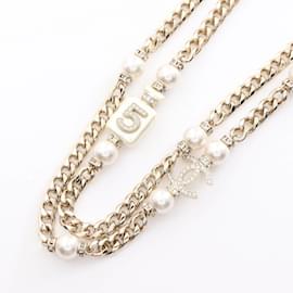 Chanel-Collier long Chanel Coco Mark-Blanc,Doré,Autre