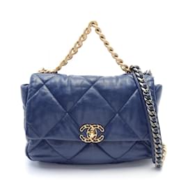 Chanel-Sac à épaule Matelassé Chanel 19-Bleu