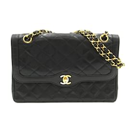 Chanel-Bolsa de ombro com corrente matelassê edição limitada Chanel Paris-Preto