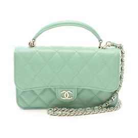 Chanel-Sac à main à bandoulière Chanel Matelassé pour téléphone-Vert