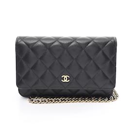 Chanel-Sac à épaule Chanel Matelassé en cuir caviar noir-Noir