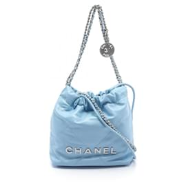 Chanel-Sac à épaule en cuir bleu Chanel-Bleu