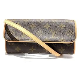 Louis Vuitton-Bolsa Pochette Twin PM M51854 Monograma Louis Vuitton-Marrom