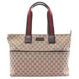 Gucci-Bolsa tote em lona GG com alça Web Gucci-Multicor,Bege