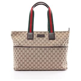 Gucci-Gucci GG Canvas Webbing Linie Tote Bag-Mehrfarben,Beige