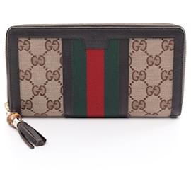 Gucci-Gucci GG Canvas Bambus Geldbörse im Bi-Fold-Design-Mehrfarben,Beige