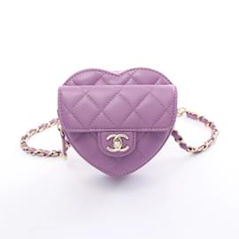 Chanel-Bolsa de cinto em corrente matelassada em forma de coração Chanel-Roxo