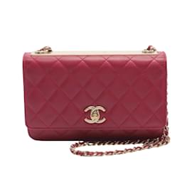 Chanel-Sac à bandoulière Chanel Matelassé avec chaîne-Rouge