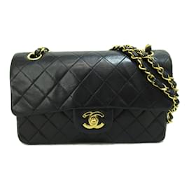 Chanel-Bolsa de ombro com corrente Chanel Matelassé Double Flap-Preto