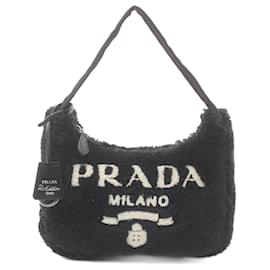 Prada-Bolsa Prada Re-Edition 2000 SPUGNA-Preto,Branco