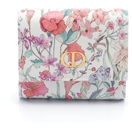 Christian Dior-Portefeuille pliant Dior Caro Hibiscus de Christian Dior-Blanc,Multicolore