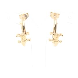 Céline-Celine Triomphe Asymmetric Hoop Earrings-Golden