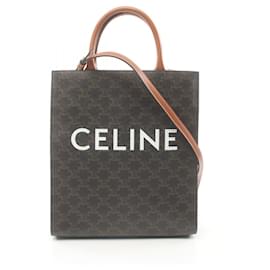 Céline-CELINE Kleine Vertikale Triomphe Tote Tasche-Braun,Schwarz