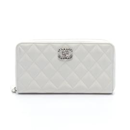 Chanel-Carteira Longa Matelassé Chanel-Branco