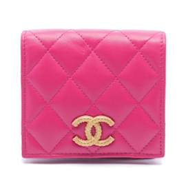 Chanel-Chanel Matelassé Coco Mark Geldbörse im Bi-Fold-Design-Pink