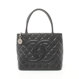 Chanel-Sac tote en peau de caviar Chanel-Noir