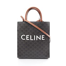 Céline-Bolsa tote vertical triomphe pequena da Celine-Marrom,Preto