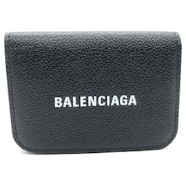 Balenciaga-Carteira dobrável em couro preto Balenciaga-Preto