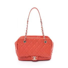 Chanel-Bolsa de Ombro Chanel Matelassé Coco Mark-Vermelho