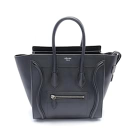 Céline-Bolsa Tote Celine Luggage Micro Shopper-Preto