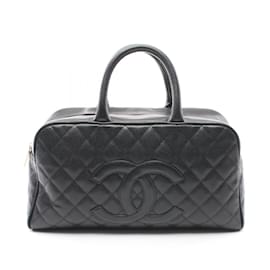 Chanel-Sac à main Chanel Matelassé en cuir caviar noir-Noir