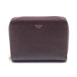 Céline-Porte-monnaie en cuir Bordeaux Celine-Bordeaux