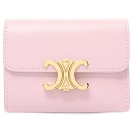 Céline-Carteira de couro dobrável Celine Pink-Rosa