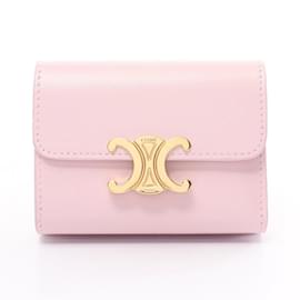 Céline-Celine Pink Leder Geldbörse mit drei Falten-Pink