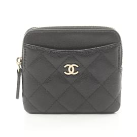 Chanel-Münzgeldbörse aus schwarzem Kaviarleder von Chanel-Schwarz