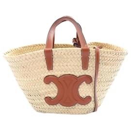 Céline-Bolsa de mão CELINE Teen Triomphe Panier-Marrom,Bege