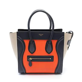 Céline-Bolsa Tote Celine Luggage Micro Shopper-Laranja,Cru,Azul marinho