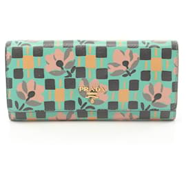 Prada-Carteira longa dobrável Prada Madras St Pense-Multicor,Verde