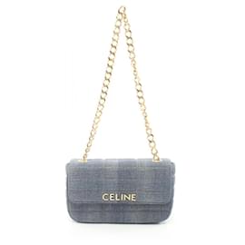 Céline-Bolsa de ombro monocromática Celine em denim azul marinho-Azul marinho