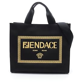 Fendi-Bolsa Tote Fenderche FENDI x VERSACE FENDACE-Preto